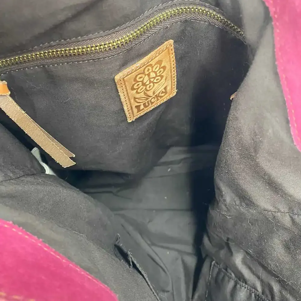 Lucky Brand Brown Purple Suede & Canvas Backpack | Women’s Regular